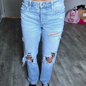 Blue Distressed Boyfriend Jeans
